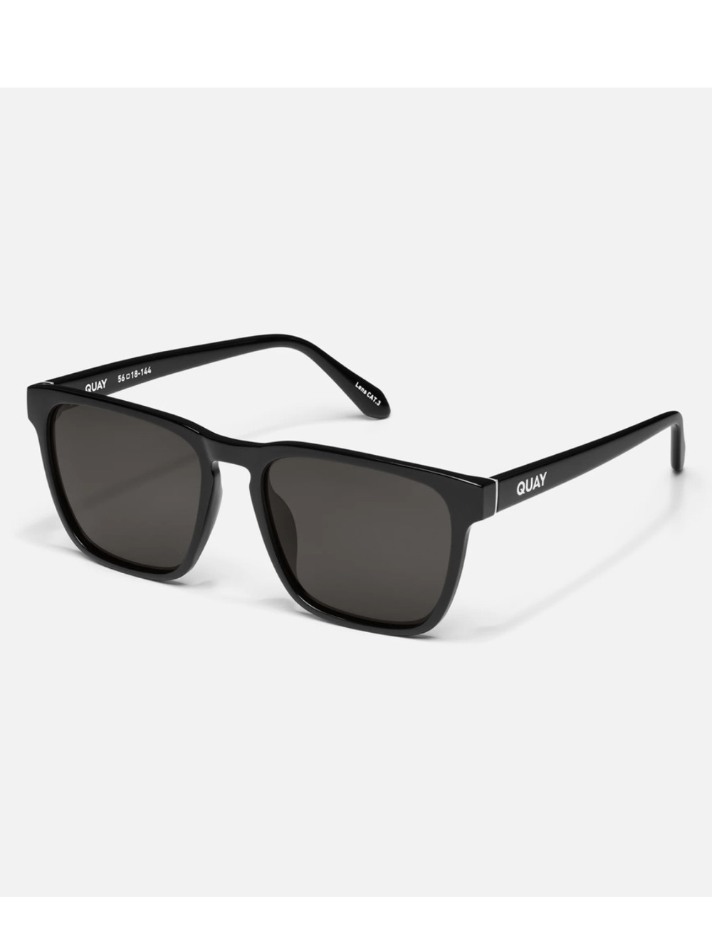 Quay Australia Black Square Polarized Sunglasses with Dark Lenses